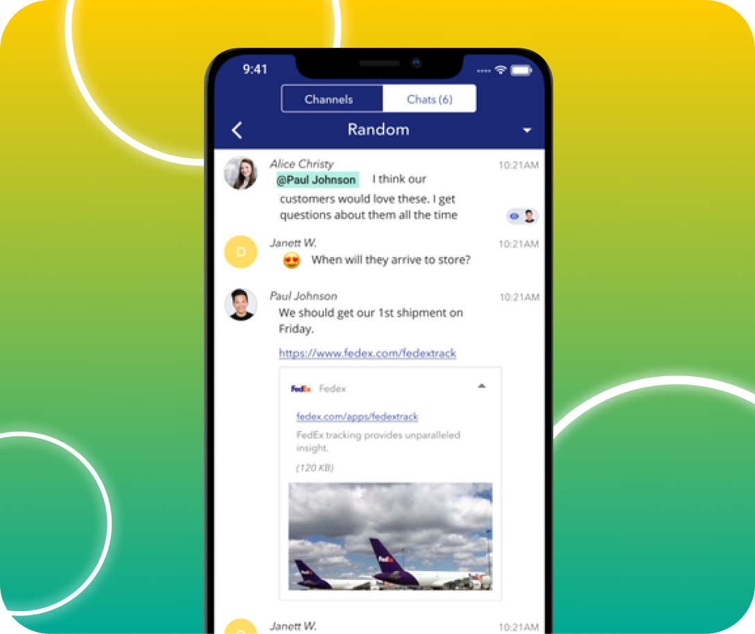 WorkJam learning and communications interface showing team messages