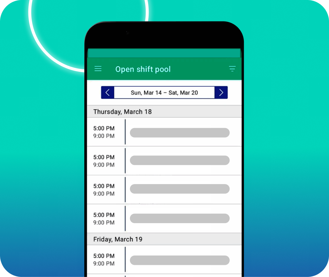 WorkJam open shift pool showing available shifts for Thursday and Friday