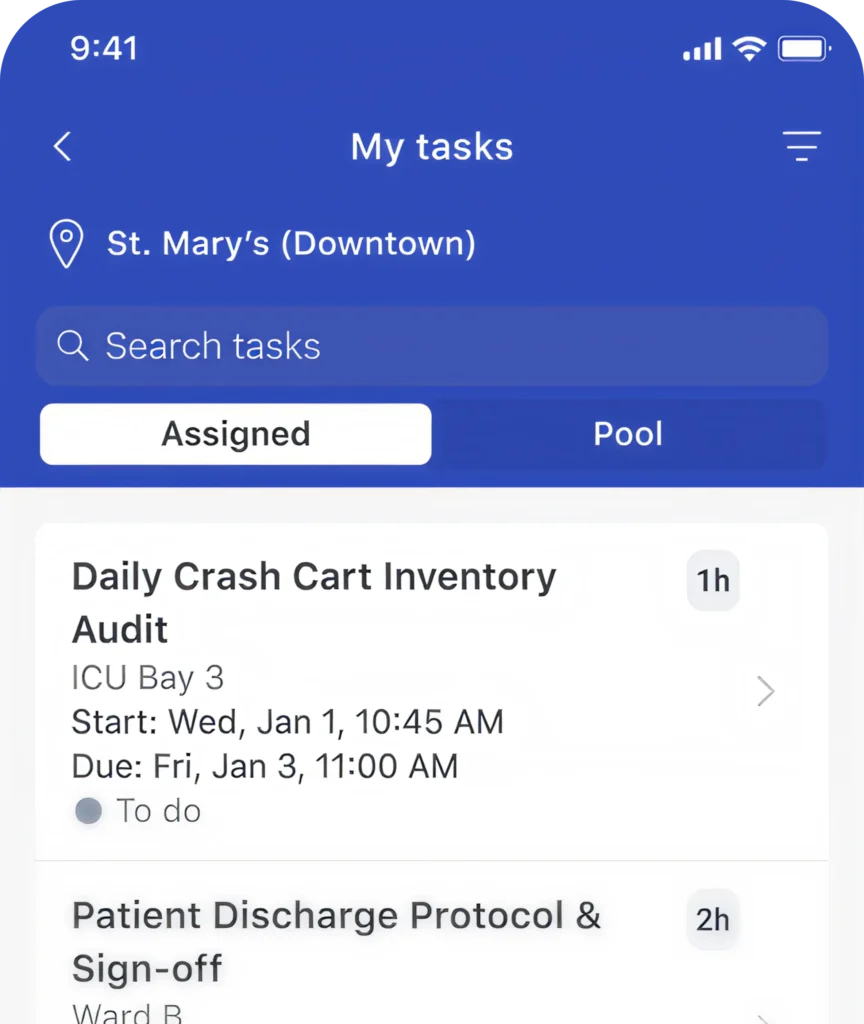 Task Management: Verifiable Compliance & Patient Safety illustration