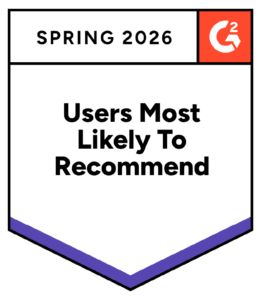 G2 Users Most Likely to Recommend Spring 2026 blue badge earned by WorkJam.
