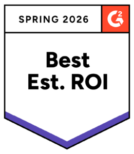 G2 Best Estimated ROI Spring 2026 award badge earned by WorkJam for frontline efficiency.