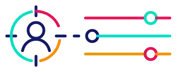 Icon of a person inside a target, next to a set of adjustment sliders